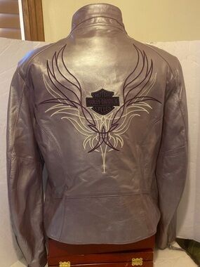 Harley Davidson Ladies Large Violet Purple Leather Jacket